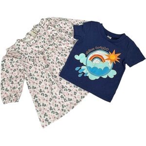 NEW Nordstrom Size 12M Kids Clothing Lot Girls Dress Navy Blue Graphic T-Shirt‎
